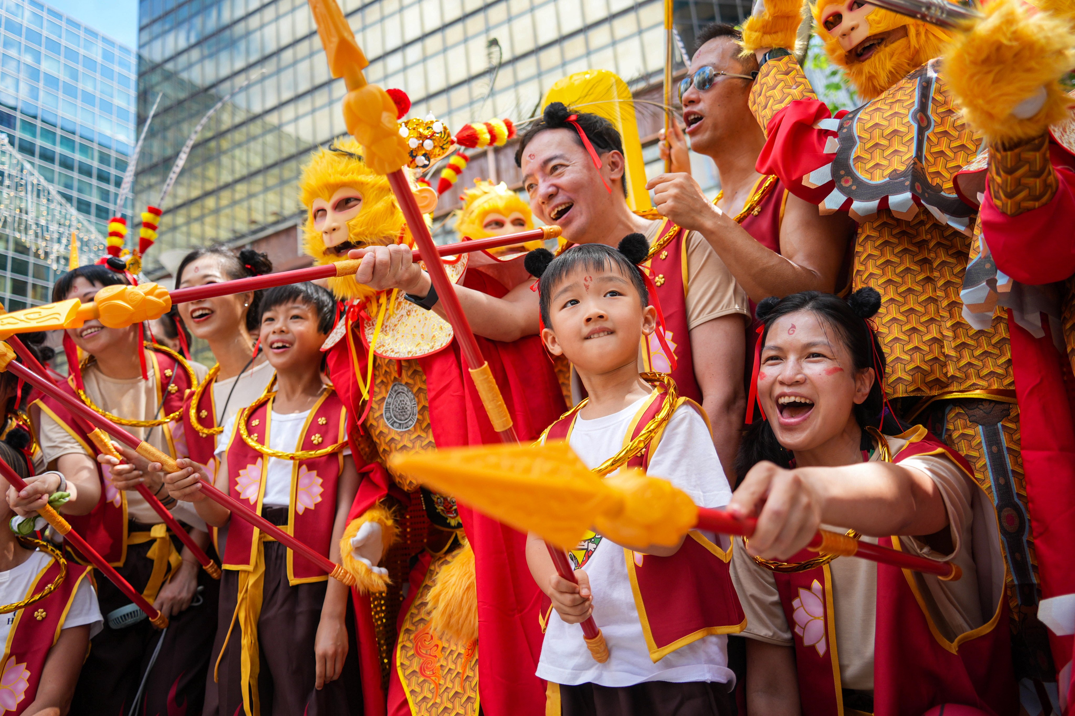 Some paddlers dressed up as popular Chinese legends Wukong and Ne Zha for the event. Photo: Eugene Lee