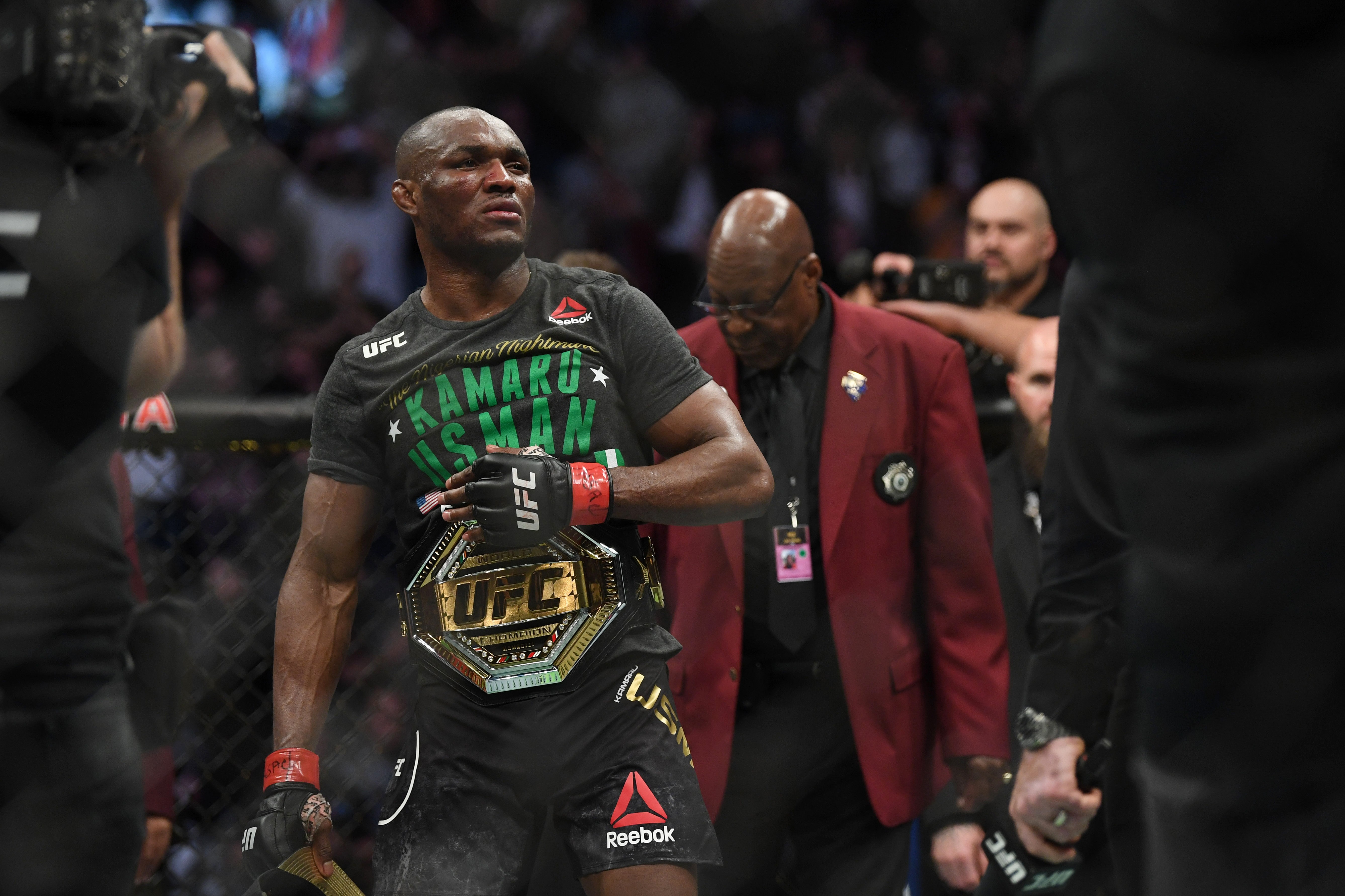 Kamaru Usman celebrates after defeating Colby Covington at UFC 245. Photo: USA TODAY Sports