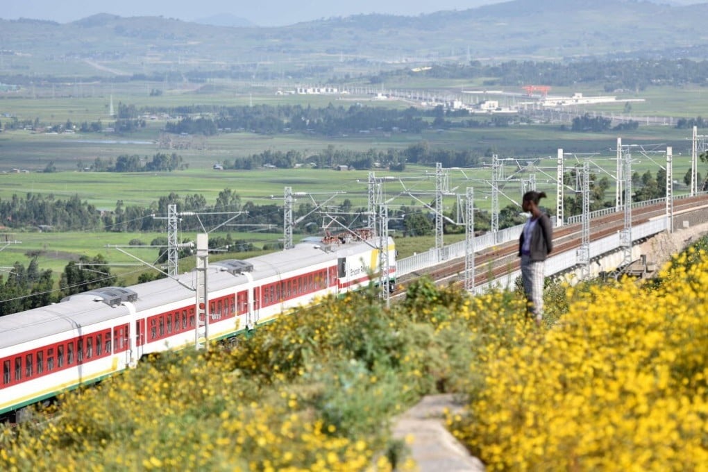 A train runs on the Ethiopia-Djibouti railway, which was built by Chinese firms. Private security contractors are working in a growing number of African nations to protect Chinese. Photo: Xinhua